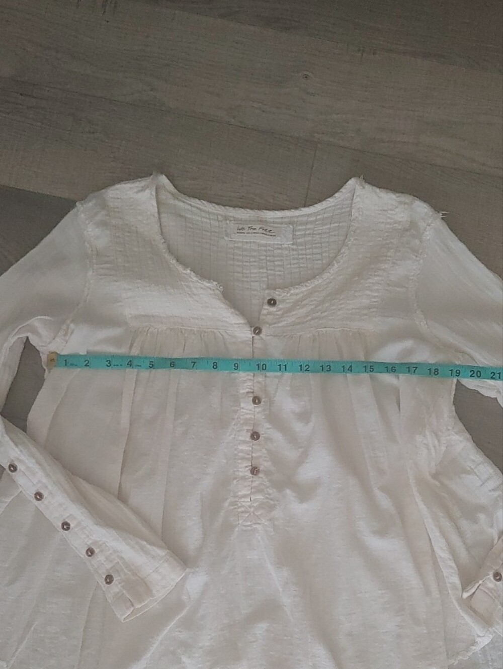Free People Cream Button-Front Peasant Top - Picture 8 of 9